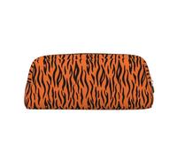 SMSJTMWHN Leather Pencil Case Tiger Stripes Orange Pattern Print Pencil Case Bag Spacious And Stylish Zipper Pencil Pouch Office Use Pencil Bag