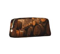 SMSJTMWHN Leather Pencil Case Wine Oak Container Print Pencil Case Bag Spacious And Stylish Zipper Pencil Pouch Office Use Pencil Bag