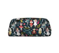 SMSJTMWHN Leather Pencil Case Women'S Nutcracker Ballet Xmas Dance Print Pencil Case Bag Spacious And Stylish Zipper Pencil Pouch Office Use Pencil Bag