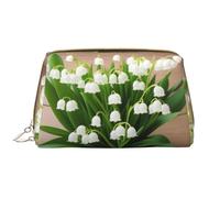 SMSJTMWHN Lilies Of The Valley Print Stylish & Durable Leather Makeupbag-multi-Compartment, Water-Resistant,High-Capacity Organizer For Travel And Home Use, White, One Size