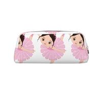 SMSJTMWHN Little Ballerina Dancing Girl Print Leather Pencil Case Bag Spacious And Stylish Zipper Office Pencil Pouch