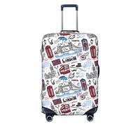 SMSJTMWHN London Luggage Cover Elastic Washable Stretch Suitcase Protector Anti-Scratch Cover Cute Aesthetic, Black, M