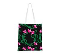 SMSJTMWHN Lotus Flower Namaste Print Canvas Tote Bag Reusable Grocery Shopping Bags Shoulder Bag Book Tote Gifts