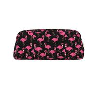 SMSJTMWHN Lovely Pink Flamingos Print Leather Pencil Case Bag Spacious And Stylish Zipper Office Pencil Pouch