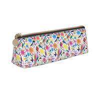 SMSJTMWHN Mexican Otomi Animals Print Triangle Pencil Case Leather Pen Pouch Cosmetics Bags Desk Stationery Organizer Box Holder For Office Women Men
