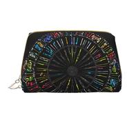 SMSJTMWHN Music Notes Print Stylish & Durable Leather Makeupbag-multi-Compartment, Water-Resistant,High-Capacity Organizer For Travel And Home Use, White, One Size