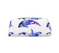 SMSJTMWHN Orca Killer Whale Print Leather Pencil Case Bag Spacious And Stylish Zipper Office Pencil Pouch