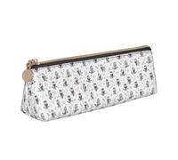SMSJTMWHN Owl Tree Branches Print Triangle Pencil Case Leather Pen Pouch Cosmetics Bags Desk Stationery Organizer Box Holder For Office Women Men
