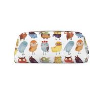 SMSJTMWHN Owls Birds Print Leather Pencil Case Bag Spacious And Stylish Zipper Office Pencil Pouch