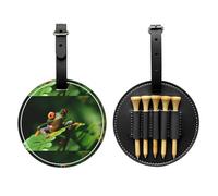 SMSJTMWHN Peace Frog Tree Print Luxury Leather Golf Tee Organizer Bag & Ball Holder- Store Your Tees, Golf Balls, Scorecard, and Pencil.