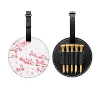SMSJTMWHN Plum Blossom Print Luxury Leather Golf Tee Organizer Bag & Ball Holder- Store Your Tees, Golf Balls, Scorecard, and Pencil.