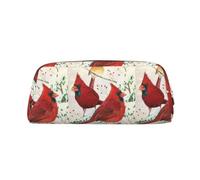 SMSJTMWHN Red Birds Print Leather Pencil Case Bag Spacious And Stylish Zipper Office Pencil Pouch