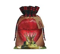 SMSJTMWHN Red Lips Getting Ready To Kiss A Frog Print Premium Gift Bag For Bulk Gifts, Perfect For Jewelry, Women & Children'S Gifts