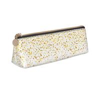SMSJTMWHN Sparsed Dreamy Stars And Spots Print Triangle Pencil Case Leather Pen Pouch Cosmetics Bags Desk Stationery Organizer Box Holder For Office Women Men