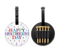 SMSJTMWHN Stars and Happy Fathers Day Print Luxury Leather Golf Tee Organizer Bag & Ball Holder- Store Your Tees, Golf Balls, Scorecard, and Pencil.