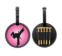 SMSJTMWHN Taekwondo Design Print Luxury Leather Golf Tee Organizer Bag & Ball Holder- Store Your Tees, Golf Balls, Scorecard, and Pencil.