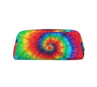 SMSJTMWHN Tie Dye Hippies Print Leather Pencil Case Bag Spacious And Stylish Zipper Office Pencil Pouch