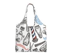 SMSJTMWHN Tote Bag Kitchen Reusable Grocery Bags Barber Shop Monochrome Style Canvas Tote Bag Aesthetic Reusable Shoulder Bag For Gym, Travel, Work