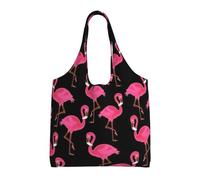SMSJTMWHN Tote Bag Kitchen Reusable Grocery Bags Lovely Pink Flamingos Canvas Tote Bag Aesthetic Reusable Shoulder Bag For Gym, Travel, Work