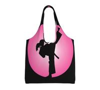 SMSJTMWHN Tote Bag Kitchen Reusable Grocery Bags Taekwondo Design Canvas Tote Bag Aesthetic Reusable Shoulder Bag For Gym, Travel, Work