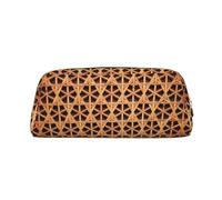 SMSJTMWHN Wicker Woven Grid Print Leather Pencil Case Bag Spacious And Stylish Zipper Office Pencil Pouch