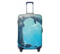 SMSJTMWHN Winter The Dolphin Luggage Cover Elastic Washable Stretch Suitcase Protector Anti-Scratch Cover Cute Aesthetic, Black, S