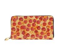 SMSJTMWHN Women Wallets 3d Pizza Pepperoni Print Pu Leather Zipper Long Purse Large Capacity Cellphone Credit Card Money Holder Clutch Wallet