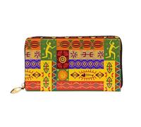SMSJTMWHN Women Wallets African National Patterns Print Pu Leather Zipper Long Purse Large Capacity Cellphone Credit Card Money Holder Clutch Wallet
