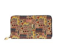 SMSJTMWHN Women Wallets African Textile Patchwork Print Pu Leather Zipper Long Purse Large Capacity Cellphone Credit Card Money Holder Clutch Wallet