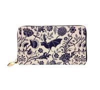 SMSJTMWHN Women Wallets Bat Print Print Pu Leather Zipper Long Purse Large Capacity Cellphone Credit Card Money Holder Clutch Wallet