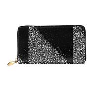 SMSJTMWHN Women Wallets Black White Glitter Print Pu Leather Zipper Long Purse Large Capacity Cellphone Credit Card Money Holder Clutch Wallet