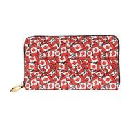 SMSJTMWHN Women Wallets Canadian Flag Print Pu Leather Zipper Long Purse Large Capacity Cellphone Credit Card Money Holder Clutch Wallet