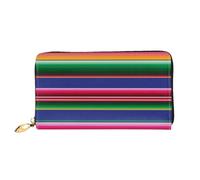 SMSJTMWHN Women Wallets Colorful Mexican Stripes Print Pu Leather Zipper Long Purse Large Capacity Cellphone Credit Card Money Holder Clutch Wallet