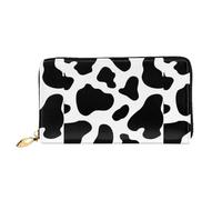 SMSJTMWHN Women Wallets Cow Spot Print Pu Leather Zipper Long Purse Large Capacity Cellphone Credit Card Money Holder Clutch Wallet