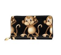 SMSJTMWHN Women Wallets Cute Monkey Print Pu Leather Zipper Long Purse Large Capacity Cellphone Credit Card Money Holder Clutch Wallet