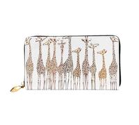 SMSJTMWHN Women Wallets Cute Wild Cartoon Giraffes Print Pu Leather Zipper Long Purse Large Capacity Cellphone Credit Card Money Holder Clutch Wallet