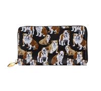 SMSJTMWHN Women Wallets English Bulldogs Print Pu Leather Zipper Long Purse Large Capacity Cellphone Credit Card Money Holder Clutch Wallet