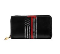 SMSJTMWHN Women Wallets Firefighter Axe Red Line Flag Print Pu Leather Zipper Long Purse Large Capacity Cellphone Credit Card Money Holder Clutch Wallet