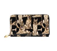 SMSJTMWHN Women Wallets German Shepherd Dog Print Pu Leather Zipper Long Purse Large Capacity Cellphone Credit Card Money Holder Clutch Wallet