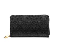 SMSJTMWHN Women Wallets Gothic Wallpaper Skull Print Pu Leather Zipper Long Purse Large Capacity Cellphone Credit Card Money Holder Clutch Wallet