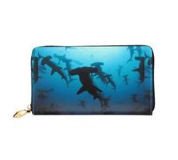 SMSJTMWHN Women Wallets Hammerhead Sharks Print Pu Leather Zipper Long Purse Large Capacity Cellphone Credit Card Money Holder Clutch Wallet