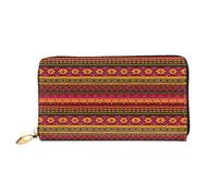 SMSJTMWHN Women Wallets Mexican Folk Art Boho Print Pu Leather Zipper Long Purse Large Capacity Cellphone Credit Card Money Holder Clutch Wallet