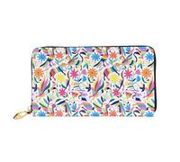 SMSJTMWHN Women Wallets Mexican Otomi Animals Print Pu Leather Zipper Long Purse Large Capacity Cellphone Credit Card Money Holder Clutch Wallet