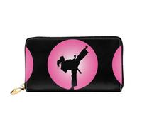 SMSJTMWHN Women Wallets Taekwondo Design Print Pu Leather Zipper Long Purse Large Capacity Cellphone Credit Card Money Holder Clutch Wallet