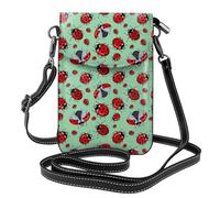 SMSJTMWHN Women's Crossbody Cell Phone Purse Red Ladybugs On A Blue Background Small Crossbody Bags Wallet Purses for Adjustable Shoulder Strap