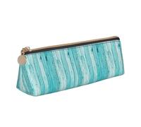 SMSJTMWHN Wooden Planks Texture Wallpaper Print Triangle Pencil Case Leather Pen Pouch Cosmetics Bags Desk Stationery Organizer Box Holder For Office Women Men