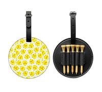 SMSJTMWHN Yellow Chicken Print Luxury Leather Golf Tee Organizer Bag & Ball Holder- Store Your Tees, Golf Balls, Scorecard, and Pencil.