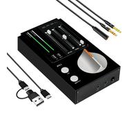 SMSL R1 DAC Headphone Amplifier, Desktop USB C Digital to Analog Audio Converter for Gaming PC PS5, Microphone/USB/Opt/Coax Input 3.5mm/4.4mm Balanced/RCA Output, EQ Mode/Bass/Treble Adjust, Black