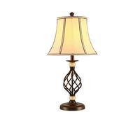 SMSOM Table Lamp, Traditional Bedside Lamp, Cream Drum Fabric Shade, Large Retro Table Lamp for Bedroom, Living Room