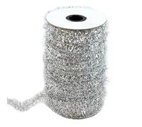 SMTCM 25 Yard Christmas Tinsel Ribbon Silver Metallic Thin Tinsel Garland Mini Glitter Gift Ribbon Artificial Wreath Chenille Wire Hanging Christmas Decoration Tinsel for Wedding Party (5 Strands)